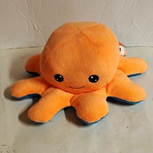Goffa Orange Blue Octopus Plush Embroidered Eyes NWT 12"